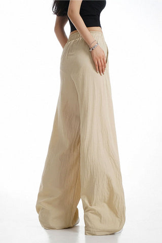 high waist ice silk drape casual pants