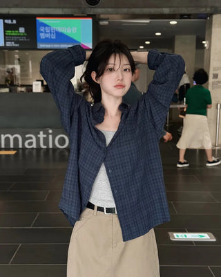 Loose-fit summer check shirt