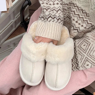 0643 Simple Suede Platform Slippers