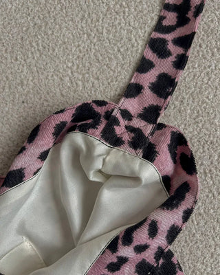 Pink corduroy leopard eco bag
