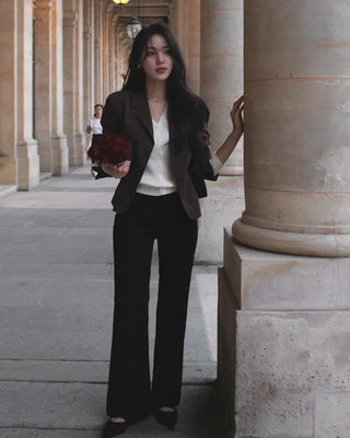 (short/basic/long) Elasticated semi-bootcut pants