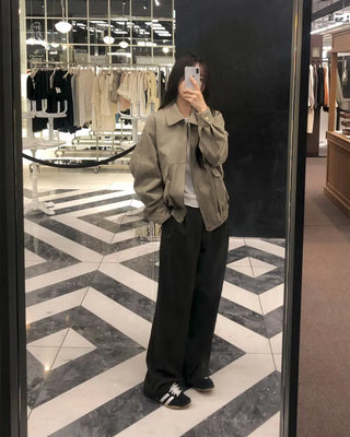 ONLYSLOW. Matte Suede Leather MA-1 Jacket