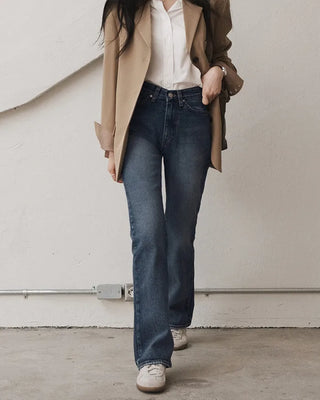 Semi-bootcut denim pants