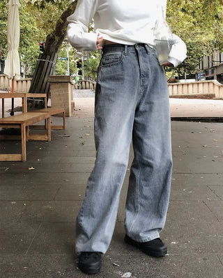Real wide-leg denim pants