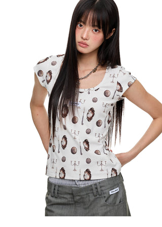 [JIKOO] vintage print tee
