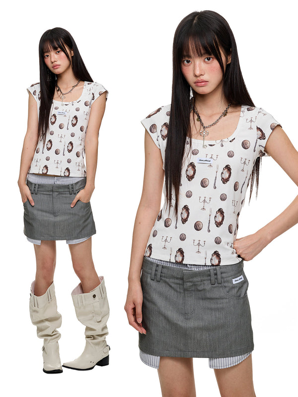 [JIKOO] vintage print tee