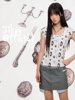 [JIKOO] vintage print tee