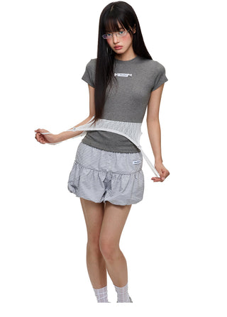 [JIKOO] lace patchwork top
