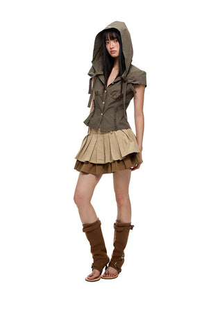 [JIKOO] hooded shirt top