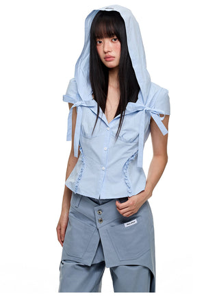 [JIKOO] hooded shirt top