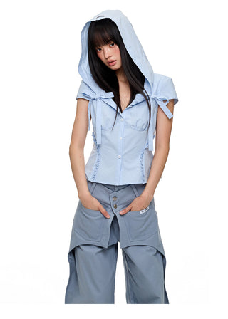 [JIKOO] hooded shirt top