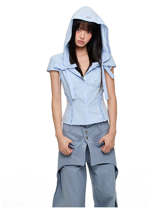 [JIKOO] hooded shirt top