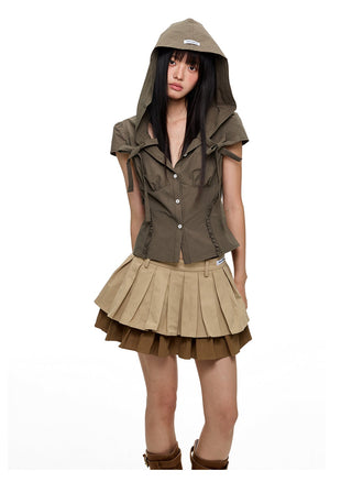 [JIKOO] hooded shirt top