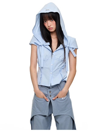 [JIKOO] hooded shirt top