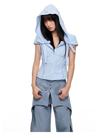 [JIKOO] hooded shirt top
