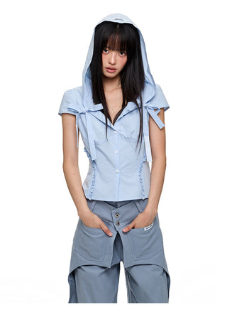 [JIKOO] hooded shirt top