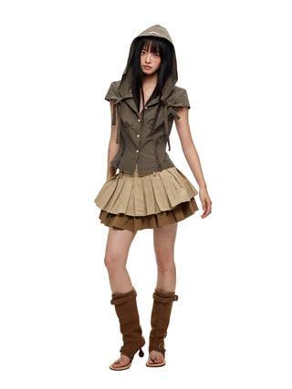 [JIKOO] hooded shirt top