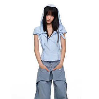 [JIKOO] hooded shirt top