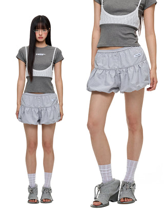 [JIKOO] striped bud shorts