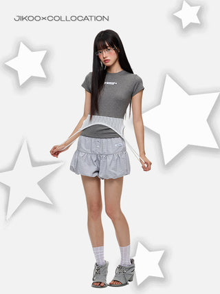 [JIKOO] striped bud shorts