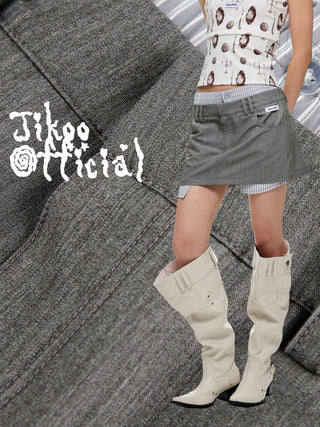 [JIKOO] patchwork suit skirt