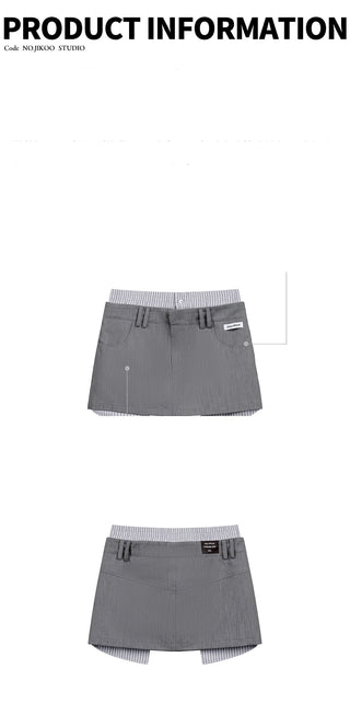 [JIKOO] patchwork suit skirt