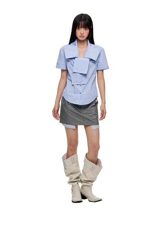 [JIKOO] patchwork suit skirt