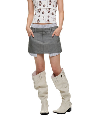 [JIKOO] patchwork suit skirt