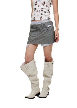 [JIKOO] patchwork suit skirt