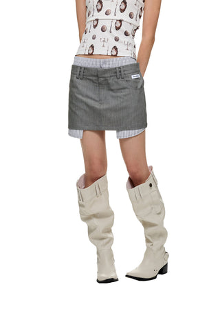 [JIKOO] patchwork suit skirt