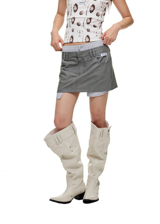 [JIKOO] patchwork suit skirt