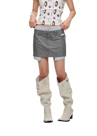 [JIKOO] patchwork suit skirt