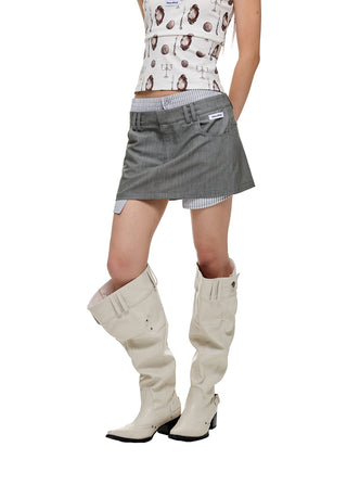 [JIKOO] patchwork suit skirt