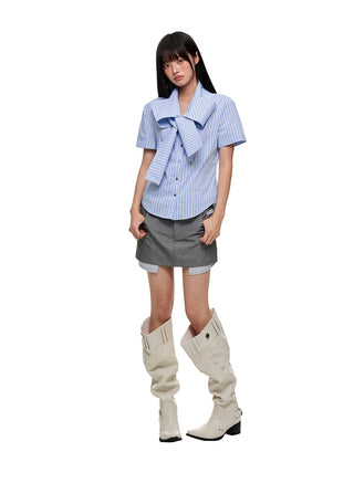 [JIKOO] patchwork suit skirt
