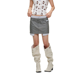 [JIKOO] patchwork suit skirt