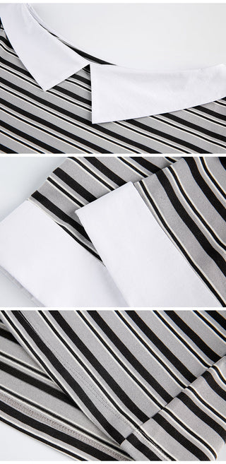 [JIKOO] irregular striped top