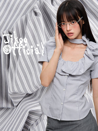 [JIKOO] ruffled band top