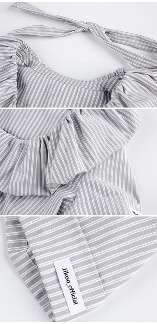 [JIKOO] ruffled band top