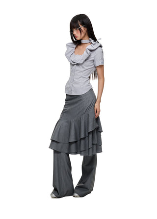 [JIKOO] ruffled band top