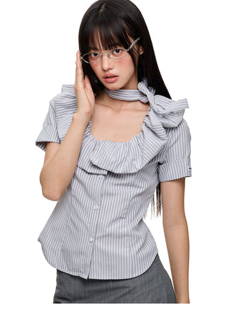 [JIKOO] ruffled band top