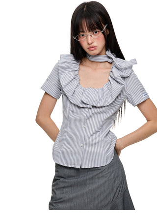 [JIKOO] ruffled band top