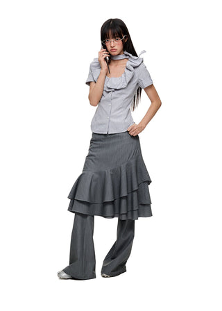 [JIKOO] ruffled band top