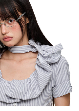 [JIKOO] ruffled band top