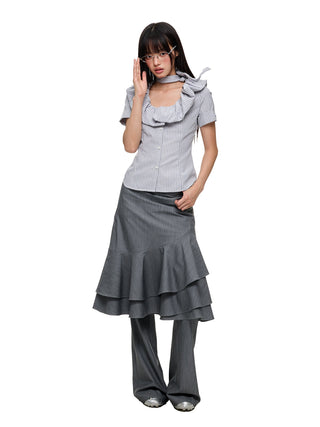 [JIKOO] ruffled band top