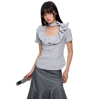 [JIKOO] ruffled band top
