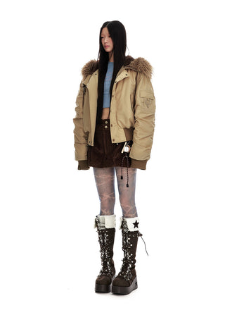 [JIKOO] retro fur jacket