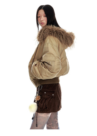 [JIKOO] retro fur jacket