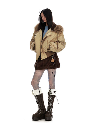 [JIKOO] retro fur jacket