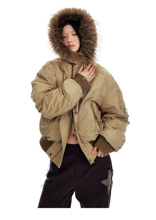 [JIKOO] retro fur jacket