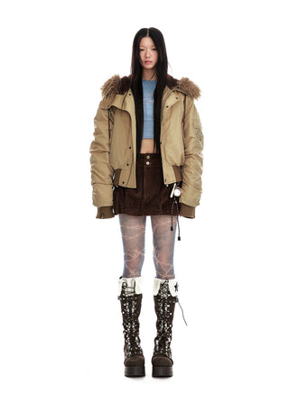 [JIKOO] retro fur jacket